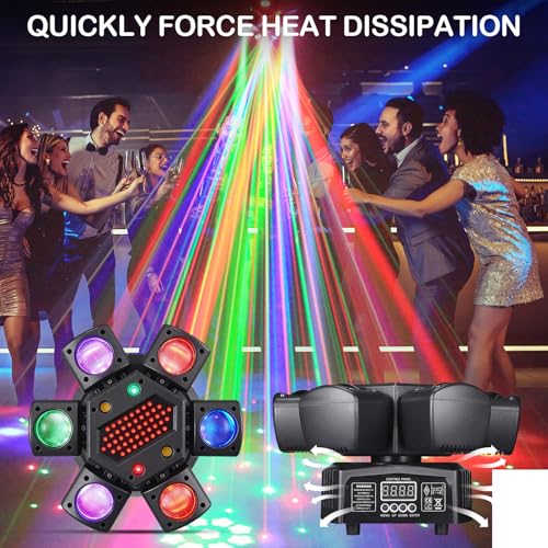 DMX512 LED Beam Head Mobile Stage Light, RGB LED Disco Light with Remote Control, DMX512 Rotating Head Lights for Disco Bars Club Wedding Christmas Light Games
