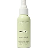 MONKS Whole Body Natural Deodorant Spray - For Women and Men, Aluminum-Free, Baking Soda Free, Probiotics, Organic AHA���s, Pure Essential Oils (Yuzu Santo)