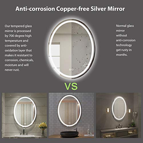 Bathroom LED Mirror 24 x 32 Inch Lighted Makeup Mirror, Dimmable AntiFog Vanity Mirror, Wall