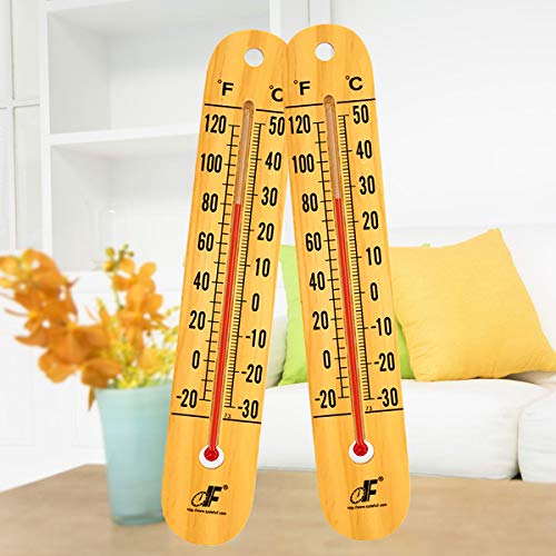 defull Extra Large 10.5-Inch Wood Thermometer Wall Thermometer Wooden Indoor Thermometer with Double Scales â„‰&â„ƒ Household Thermometer for Home Office Warehouse Greenhouse