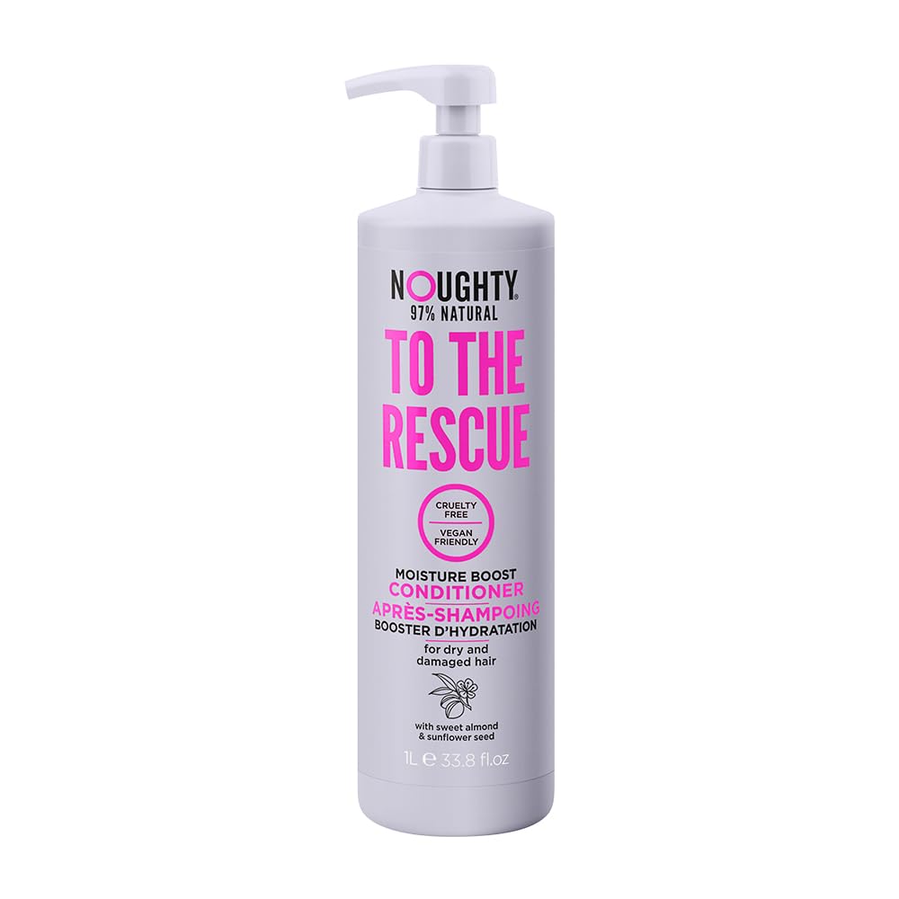 Noughty 97% Natural To The Rescue Moisture Boost Conditioner Sulphate Free Vegan Haircare Hydrating Formula for Dry & Damaged Hair with Sweet Almond and Sunflower Seed 1L