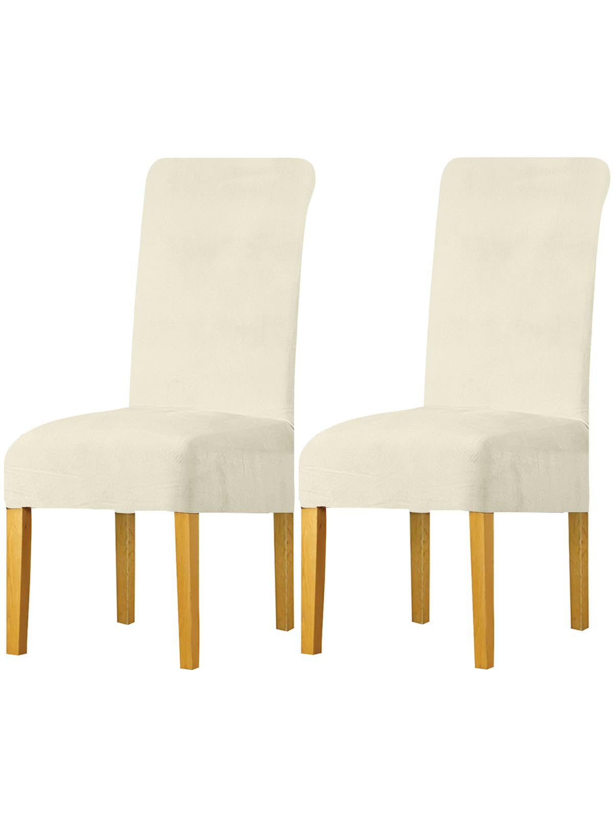 LANSHENG Dining Chair Covers Set of 2, Stretch High Back Chair Seat Protector Slipcovers, Washable Removable Kitchen Chair Covers for Dining Room (Beige, Set of 2)