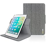 Apple iPad Mini 3 (2014) Case - roocase Orb System Folio 360 Dual View Leather Case Smart Cover with Sleep / Wake Feature for Apple iPad Mini 1 2 3 (2014) Canvas Gray - Patented Complete Lifestyle Solution