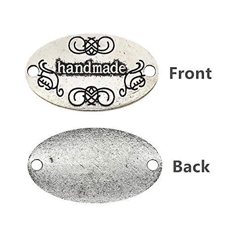 ZHU YU CHUN 50 Pcs Metal Handmade Tag Signs, Fashionable Jewelry Making Charms Findings, Antique Silver
