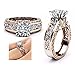 Napoo Fashion Women Luxuxy Color Separation Rose Gold Diamond Wedding Engagement Floral Ring