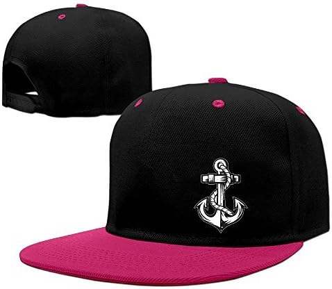 Flat Bill Black Anchor Logo Print Classic Baseball Style Caps
