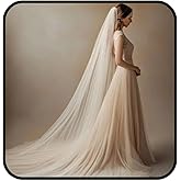 Ursumy Wedding 2T Veil Long Cathedral Veils Soft Tulle Bridal Veil with Comb (Ivory)