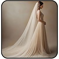 Ursumy Bride Wedding Cathedral Veil Long Drop Veils Simple Soft