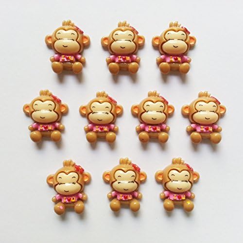 YiXunTong Lots 10pcs Little Monkey Girl Flatback Resin Scrapbooking Cabochons DIY Hair Bow Center Decoration Embellishments Crafts