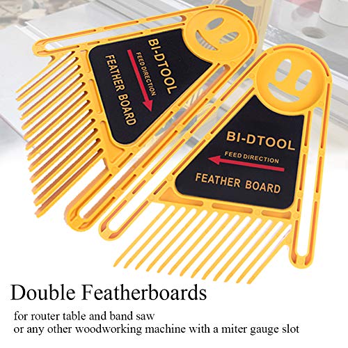 BI-DTOOL Double Featherboards, 2 Packs Adjustable Feather Boards For Table Saw Bandsaw Fence Router Table And Table Saw Fence, Woodworking Router Table Accessories, Band-saw Accessories
