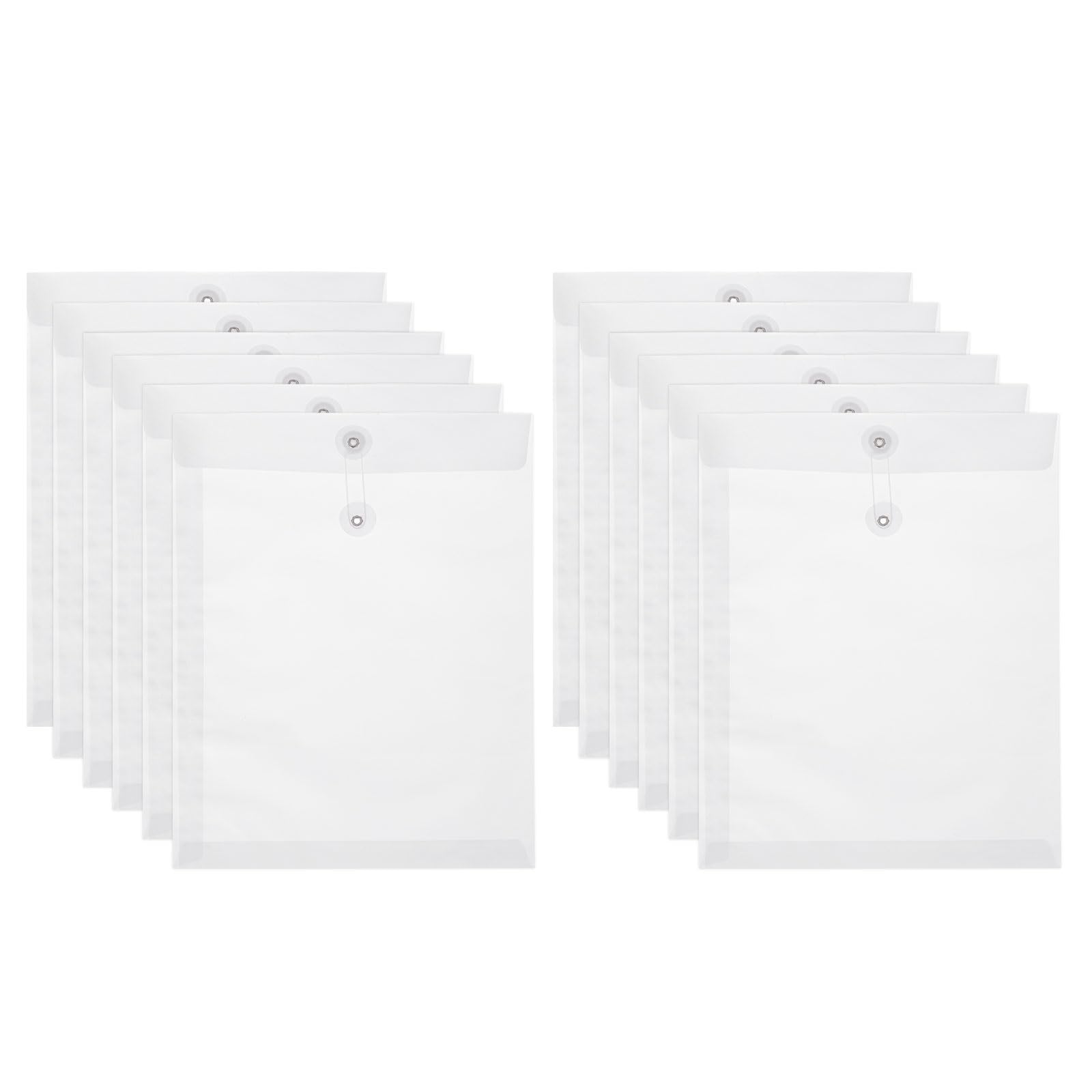 PATIKIL 12 Pcs Kraft Paper Envelope with String Tie Closure, A4 Vintage Envelopes File Folder Bag for Office Business Home Card Storage Document Organize, Transparent