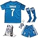 GamesDur 2019/2020 Ronaldo #7 Third Blue Soccer Kids Jersey & Short & Sock & Soccer Bag Youth Sizes