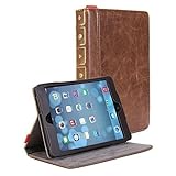 iPad Mini Case, iPad Mini 4 Case, GMYLE Tablet [Book Case] for iPad mini Retina / iPad mini / iPad mini 3- Vintage Brown [Crazy Horse Pattern] [PU Leather] Book Wallet Flip Folio Stand Case Cover