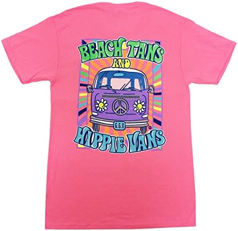 Girlie Girl Originals Womens Hippie Vans Neon Pink Short Sleeve Shirt-XL