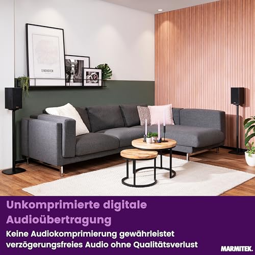Marmitek Speaker Anywhere 650 - Marmitek Audio Transmitter for Speakers - Digital Latency-Free Transmission - Wireless Surround Speaker Connection - Connect Two Speakers Wirelessly