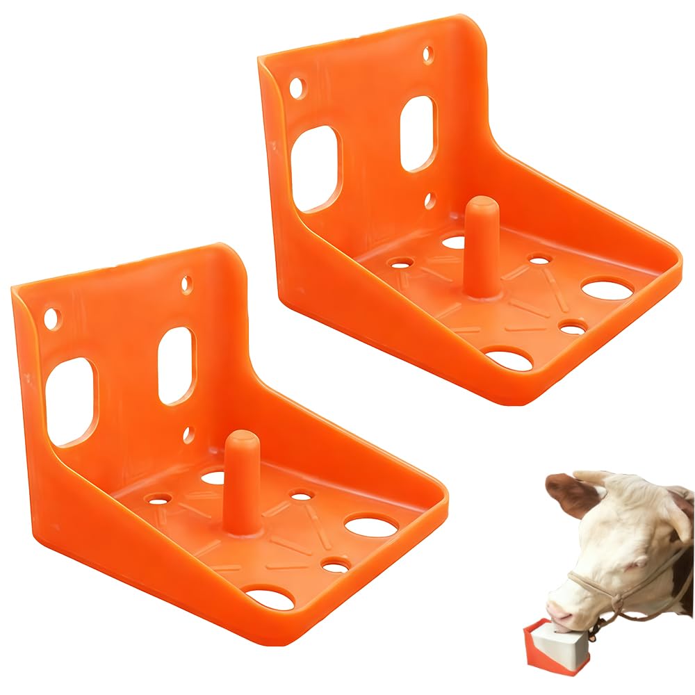 Photo 1 of 2 Pack Thick Salt Block Holder Mineral Brick Feeder Tray for Cattle Horse Goat Sheep (Small Size, Orange)