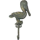 TG,LLC Treasure Gurus Metal Coastal Pelican Wall Hook Beach House Hat Coat Hanger Bath Towel Rack Nautical Home Decor