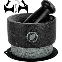 Granite Mortar and Pestle Set - 5.5 Inch, 17.5 Oz - Unique Double Sided - Pestle and Mortar Bowl - Guacamole Mortar…