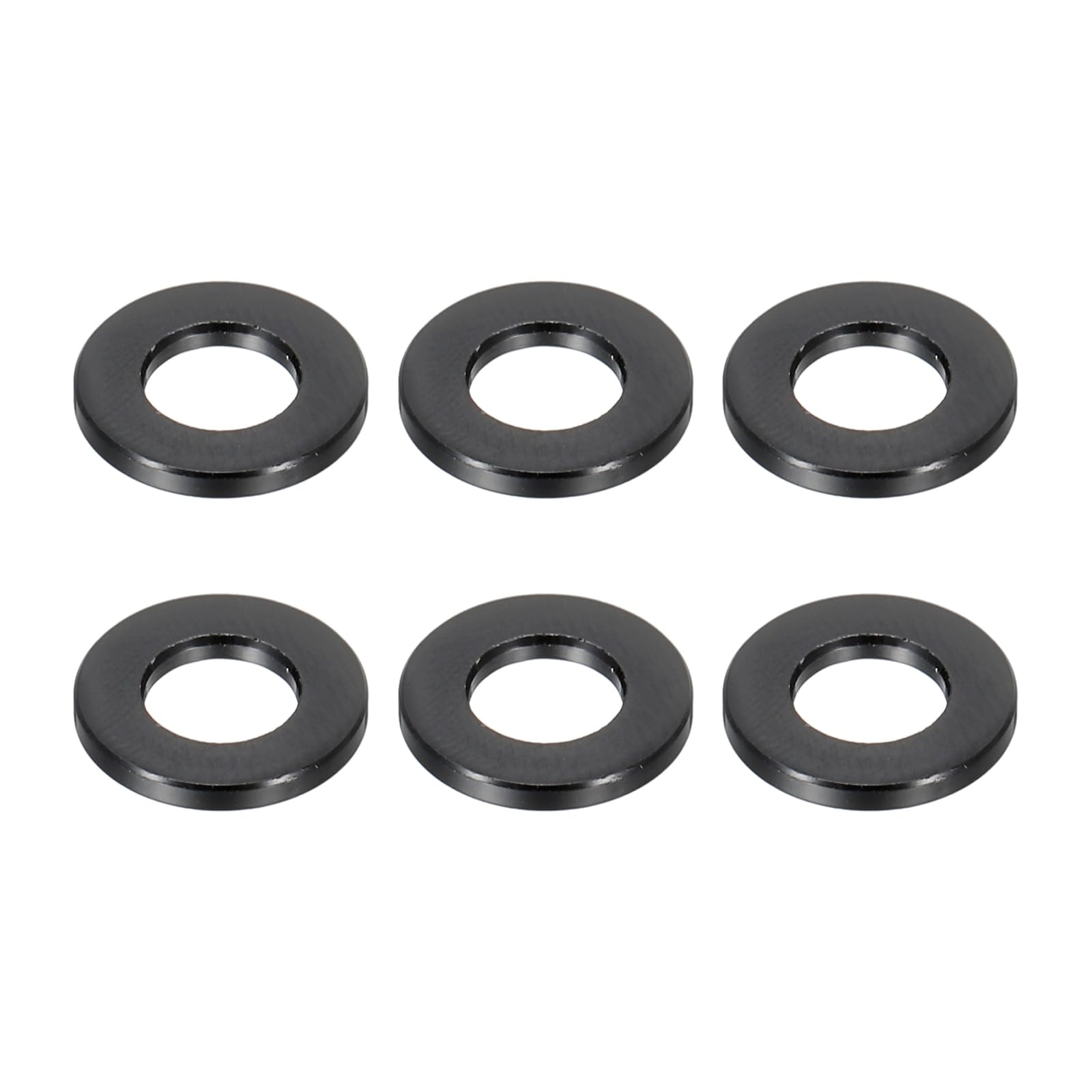 PATIKIL M6 Aluminum Spacers, 6 Pcs Metal Spacers Aluminum 6.2mm ID x 12mm OD x 1.5mm L Aluminum Spacer Screw Standoff Round for 1/4" or M6 Screw Bolts,Black