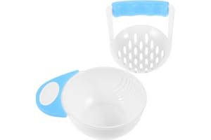 ibasenice 1 Set Blue Food Masher Bowl - Manual Hand Squeezer Juicer Grinding Bowl Fruit Grater