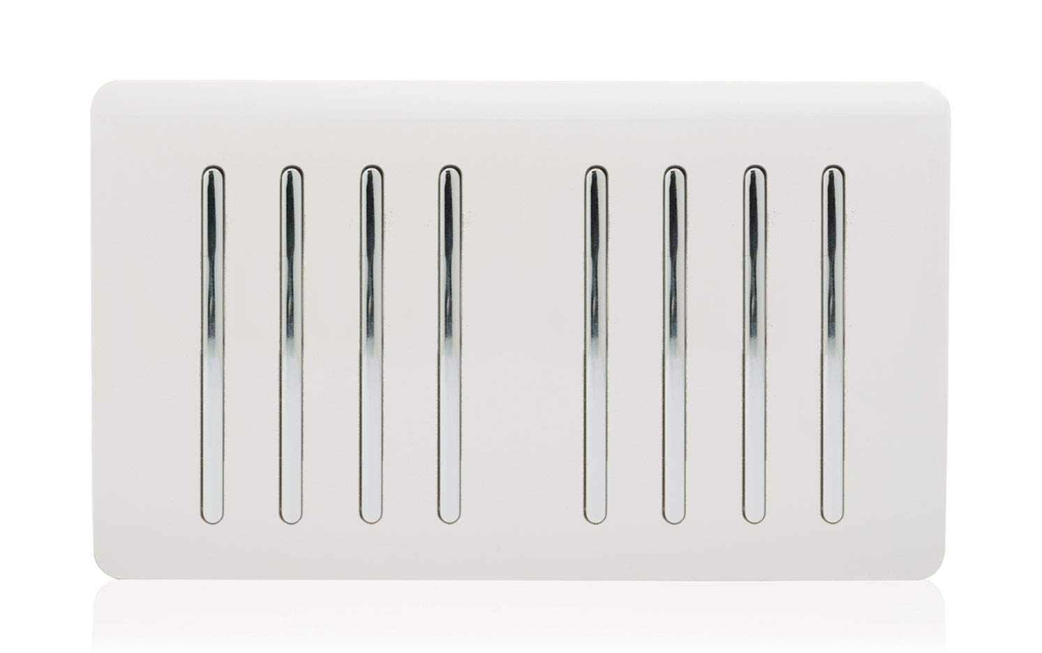 Trendi Artistic Modern Glossy 8 Gang 2 Way Rocker Black Double Plate Tactile Light Switch in White