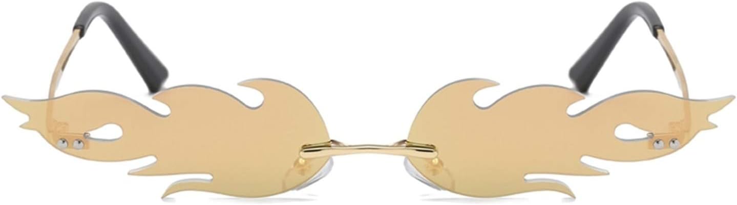 New 2019 Fashion Fire Flame Sunglasses Women Men Rimless Wave Sun Glasses Eyewear Luxury Trending Narrow Streetwear
