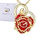 DEFAITH 24K Gold Dipped Rose Pendant Chain Necklace, Best Gifts for Wife Girlfriend Mother for Christmas Valentine's Day Anniversary Birthday Gift - Heart Red