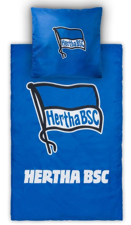 Hertha BSC Berlin Logo Blue Microfibre Duvet Cover 135 x 200 cm and Pillowcase 80 x 80 cm Zip