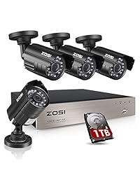 ZOSI 8CH Sistema de Seguridad HD-TVI Cámaras de 1080N Grabador de Vídeos con 4 Cámaras de 720P HD 1280TVL CCTV Cámaras Impermeables para Exterior Interior 1TB Disco Duro Detección de Movimientos Acceso Remoto vía PC o móvil
