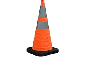 OrangeStar 28” Collapsible Orange Traffic Cones, Safety Pop-up Parking Cones w/Reflective Collar for Parking Lots and Roadwork(1 Pack)