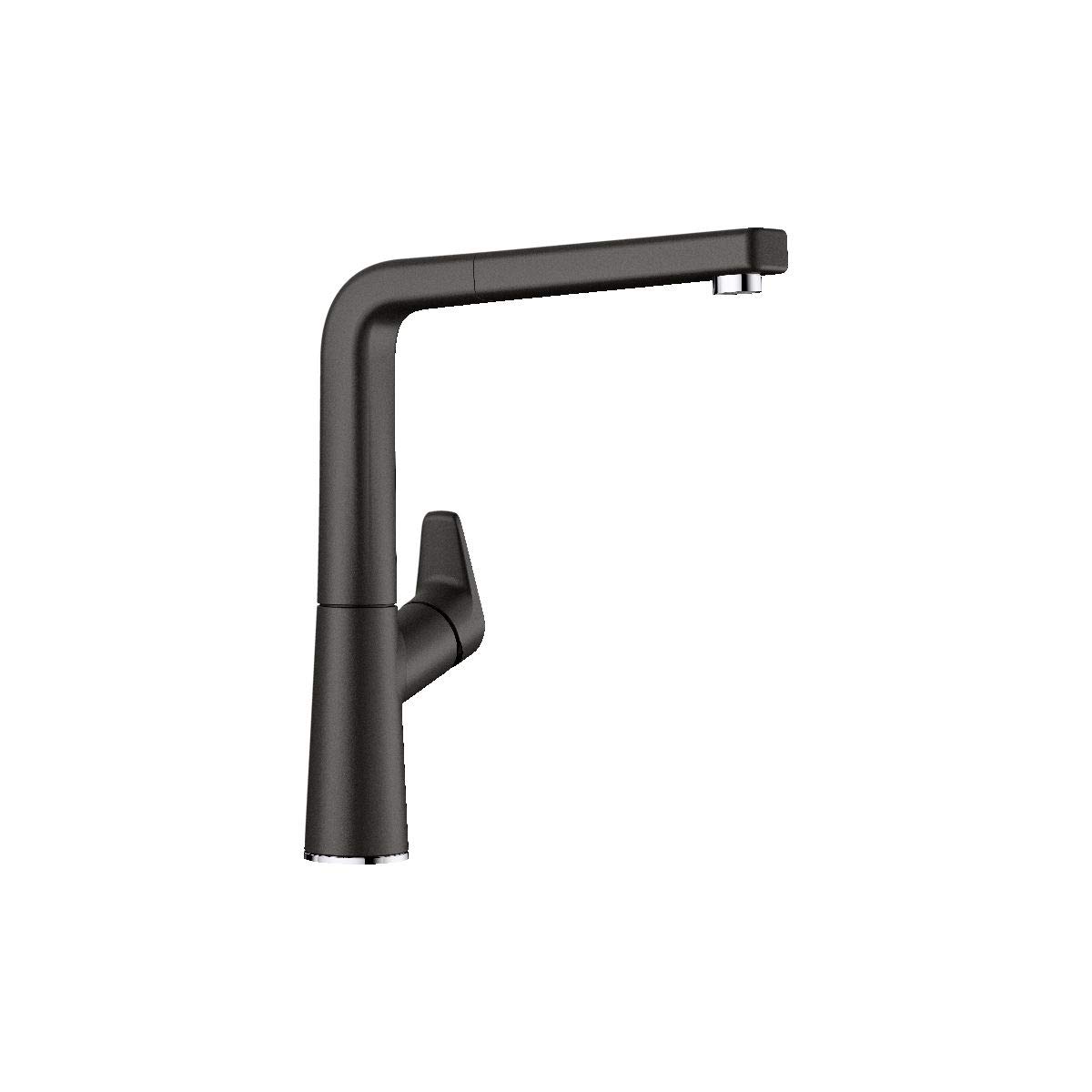BLANCO AVONA-S | Kitchen Mixer tap in silgranit Black | High-Pressure | with Pull-Out Hose | Non-Return Valve | Ceramic Cartridge | Assured Water Quality & Water-Saving | [10.1x23.5x27.5 cm]