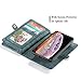 Zttopo Wallet Case, 2 in 1 Leather Zipper Detachable Magnetic 11 Card Slots Card Slots Money Pocket Clutch Cover with Free Screen Protector for 6.1 Inch Cases - Blue-Green