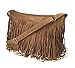 HOXIS Tassel Faux Suede Leather Hobo Cross Body Shoulder Bag Womens Sling Bag (Black1)