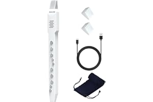 KONIX DC02 Digital Wind Instrument, Mini Electronic Wind Instrument Set with Removable Nozzle and Rechargeable Battery, Built-in 10 Musical Instrument Tones, White