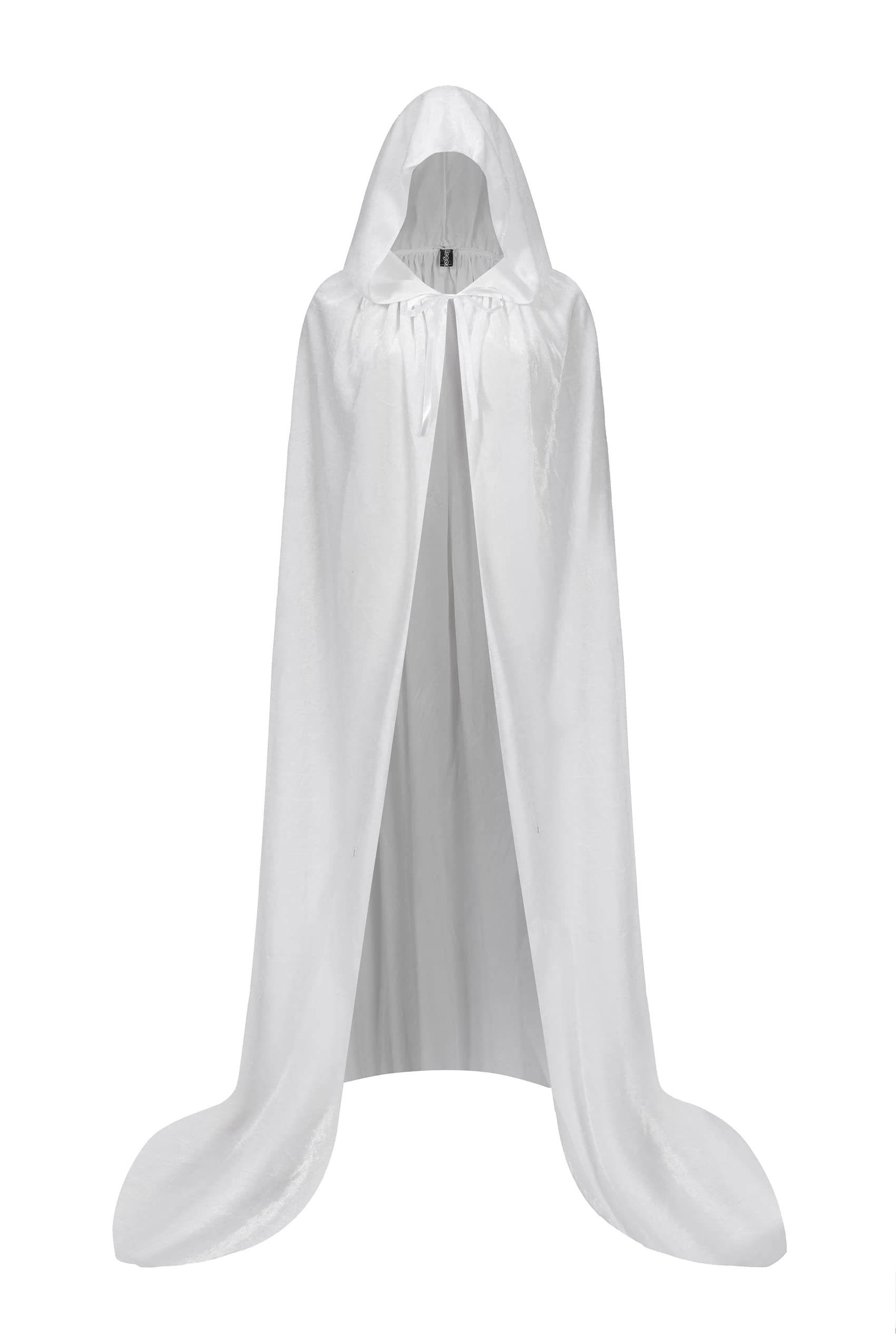Photo 1 of Kosgraiy Adult White Velvet Cape with Hood,Hooded Velvet Cloak Women and Men,Halloween Costume Cape,Witch,Vampire,Renaissance,43inch/110cm