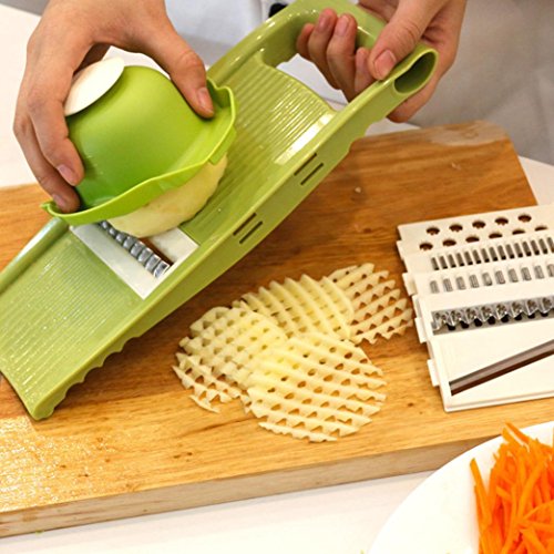 Nacome Veggie Chopper,Kitchen Vegetable Slicer Vegetable Grater Vegetable Cutter Julienne Slicer Potato Slicer Food Slicer Cheese Chopper Veggie Cutter (Green) - Thumbnail 2