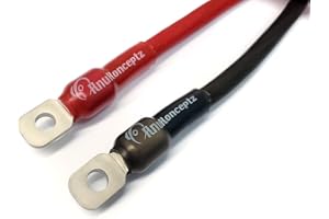 KnuKonceptz 4 Gauge Set Screw Ring Terminal Pair with Heat Shrink