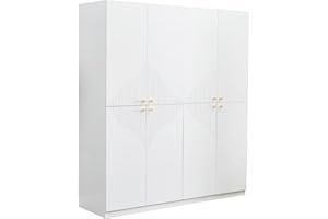 ModMakers 71.6" H Wardrobe Closet 4 Doors Armoire Wardrobe Closet White Wardrobe Storage Closet Cabinet Bedroom Armoires Wood Closets Cabinet with Hanging Rod 2 Drawers for Clothes