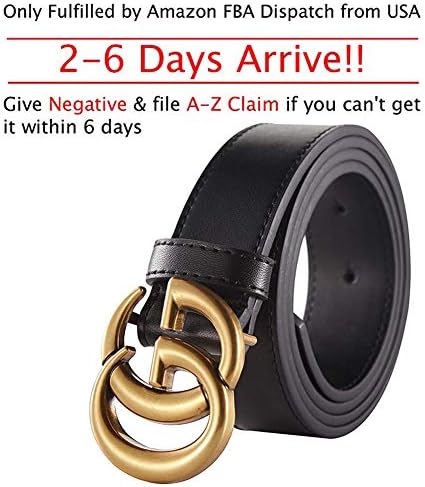 Fashion Women’s Genuine Leather Belt Dress Belts For Jeans With Letter Buckle (1.5 inch wide)
