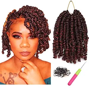 Bob Spring Twist 6 Inch Cute Spring Twists Crochet Braids Short Passion Twist Hair Pre-twisted Fluffy Twist Bomb Twist Handmade Twist Hair Extensions (6Packs, T350#)