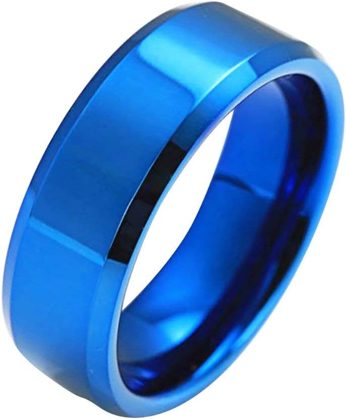 Wintefei Fashion Simple Unisex Lovers Stainless Steel Mirror Finger Rings Jewelry Gifts - Black US 12