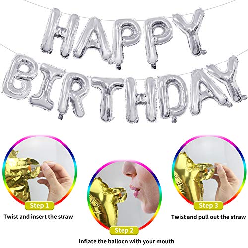 Happy Birthday Balloons Banner,3D Lettering Balloons Banner,16inch