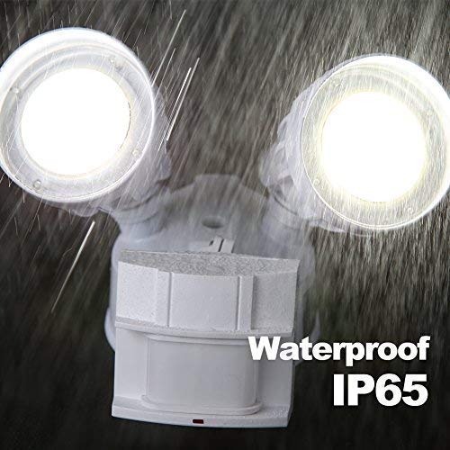 BBOUNDER LED Security Flood Light Outdoor with Motion Sensor, 2 Adjustable Heads, 20W(120W Equiv), 5000K Daylight, Waterproof, Upgraded Aluminum Heads with Dupont Paint Coating, Antioxydation