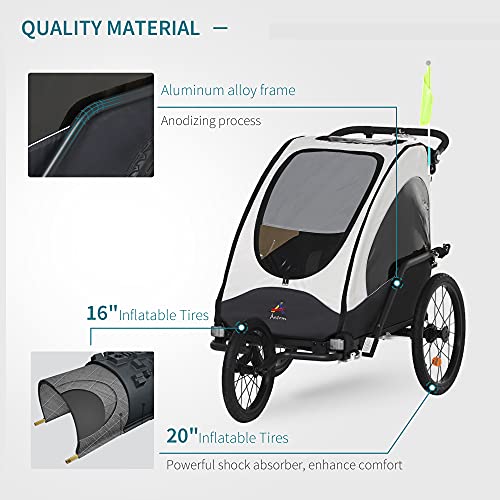 Aosom Bike Trailer for Kids 3 In1 Foldable Child Jogger Stroller Baby