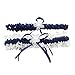 RIMOBUL 2 Pieces Wedding Garters Lace Bridal Garter Faux Pearls Garter for Bride with Toss Away (Royal Blue)