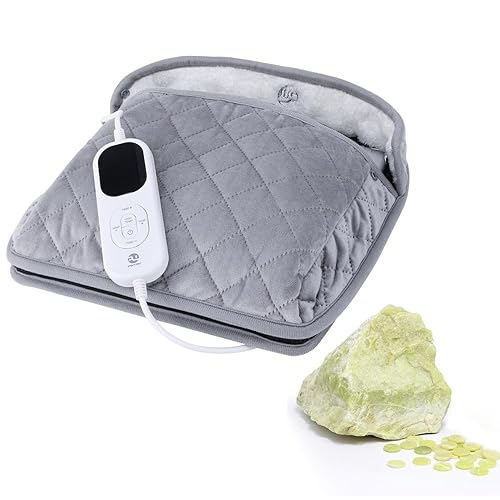 Electric Foot Warmer,Fast Heating Pad with Jade Stones for Men and Women Foot, Back,Shoulder Pain Relief,Infrared Heating pad, Detachable Cover, Auto Off for Home Under Desk
