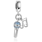NARTGO Microphone with Music Note Charm for Music-lover Compatible with Pandora Charms Bracelets