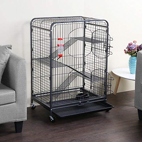 Yaheetech 37/52inch Metal Ferret Chinchilla Cage Indoor Outdoor Small Animals Hutch with 2