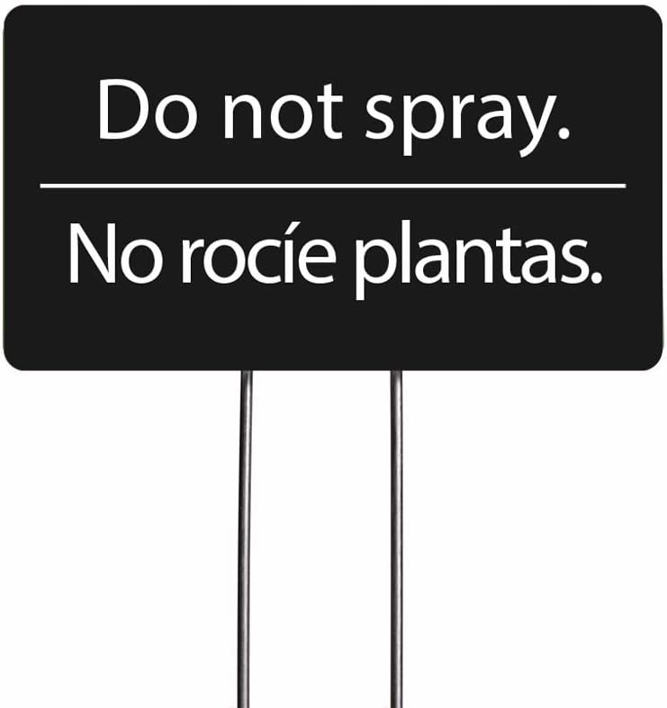 I'm Retired! Do Not Spray Acrylic Yard Sign, Bilingual Plant Signs, Garden Markers, Set of 2 (Black)