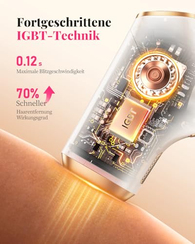 Haarlosy IPL Devices Hair Removal Laser for Women and Men with Painless Results in Salon Quality for Home, 22J IGBT IPL Hair Removal Device for Face, Bikini Area, Body, Gold White